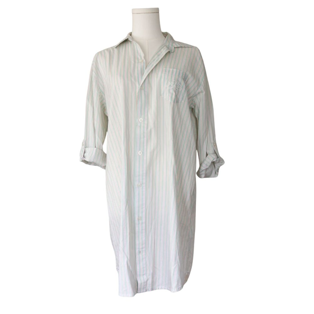Lauren Ralph Lauren Striped Cotton Sleep Shirt Small